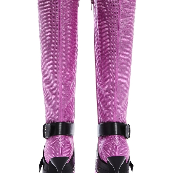 "BARBIE UNLIMITED" Glamorous Pink Heeled Boots with Buckle Detail - Picture 5 of 6